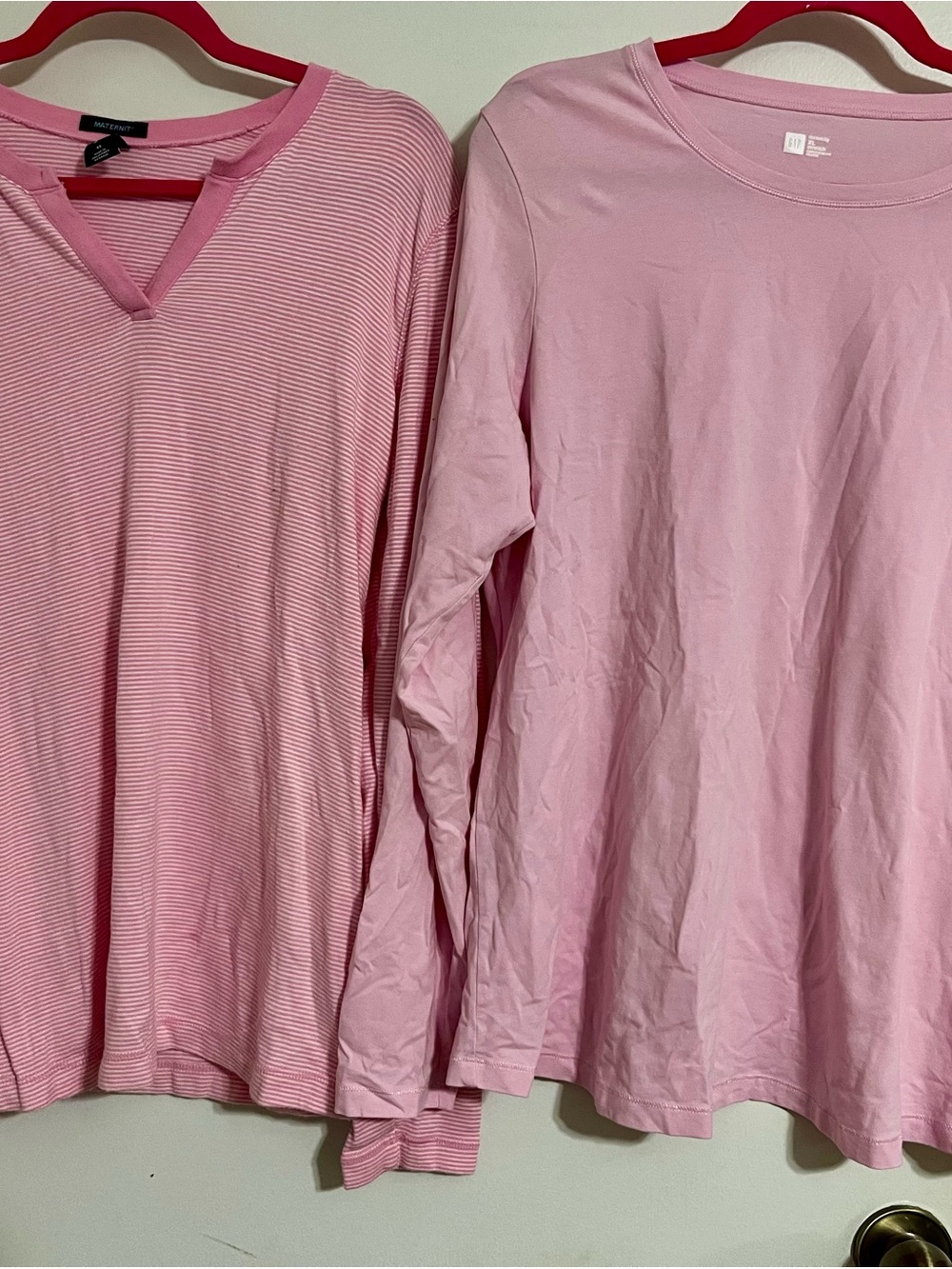 Lot of 2 Gap Maternity Pink Long Sleeve T-Shirts XL